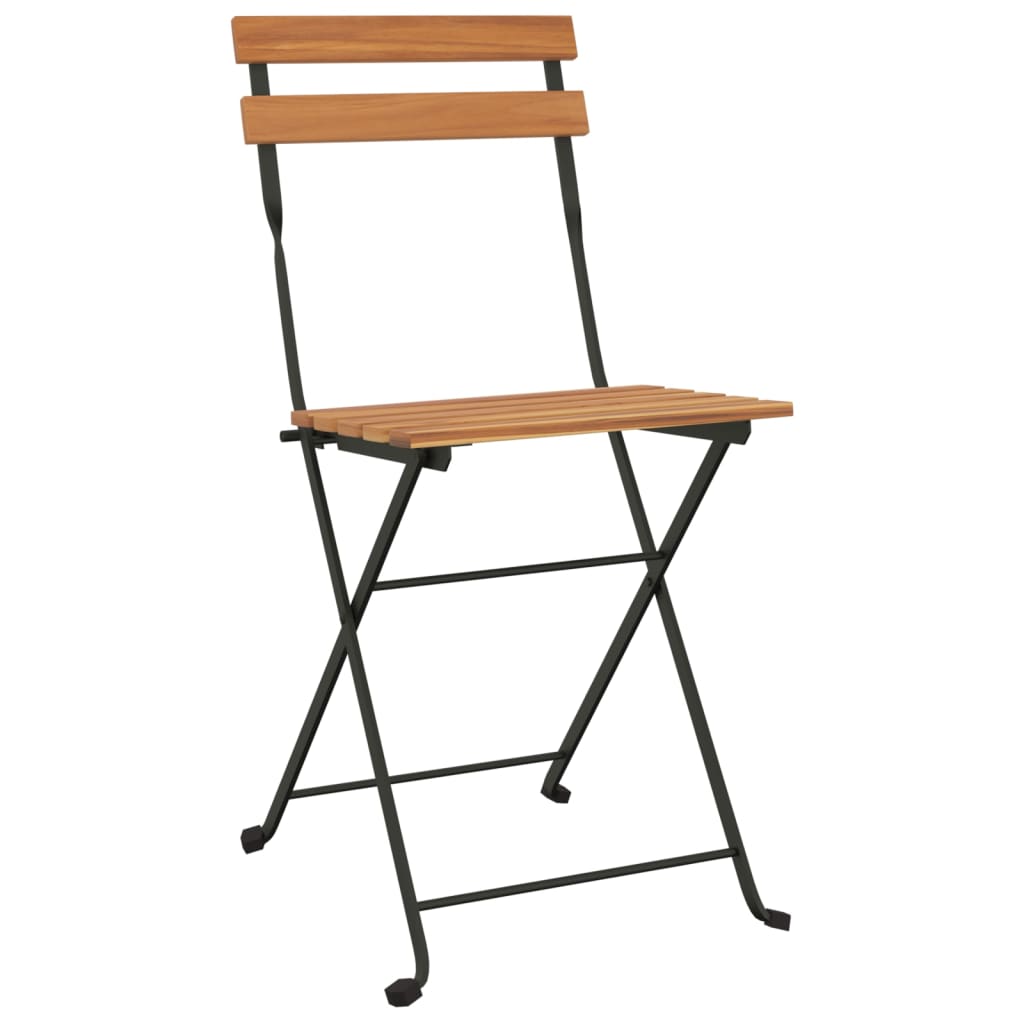Folding Bistro Chairs 2 pcs Solid Wood Teak and Steel